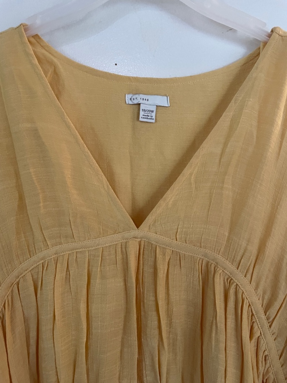 Eat. 1946 Women’s Blouse 18-20W Yellow Bohemian Tiered V Neck Boho - Picture 3 of 11